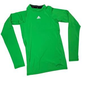 Adidas Compression Long Sleeve Green Shirt Boys| L 14/16